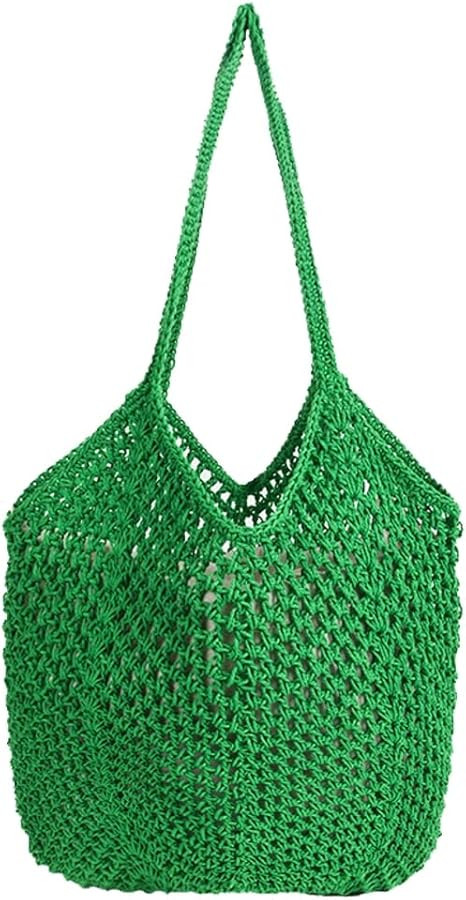Crochet Bags for Women Slouchy Hollow Woven Shoulder Purse Summer Beach Tote Handbags for Daily &... | Amazon (US)