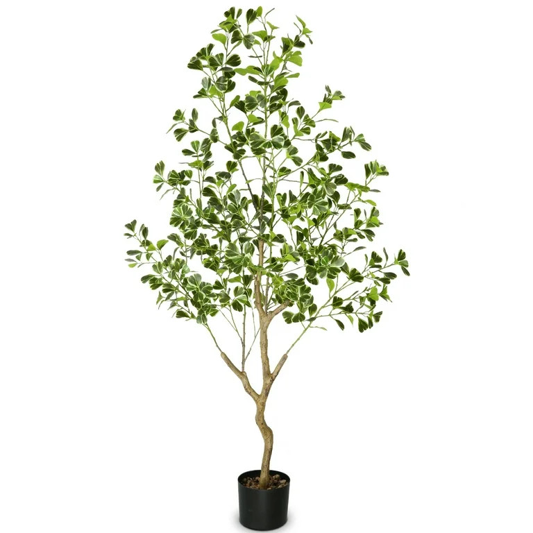 PARMPH 4.9Ft Artificial Ficus Tree, White-Edged Green Heart-shaped Ficus Plants in Pot with Natur... | Walmart (US)
