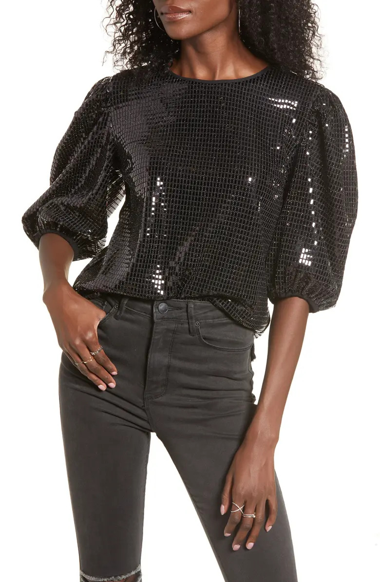 Sequin Puff Sleeve Top | Nordstrom