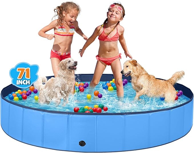 Jecoo Dog Pool for Large Dogs Kiddie Pool Hard Plastic Foldable Dog Bathing Tub Portable Outside ... | Amazon (US)