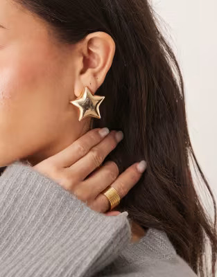 DesignB London statement star stud earrings in gold | ASOS | ASOS (Global)