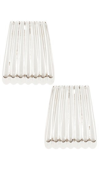 Heaven Mayhem Ribbed Maxi Earrings in Metallic Silver. | Revolve Clothing (Global)