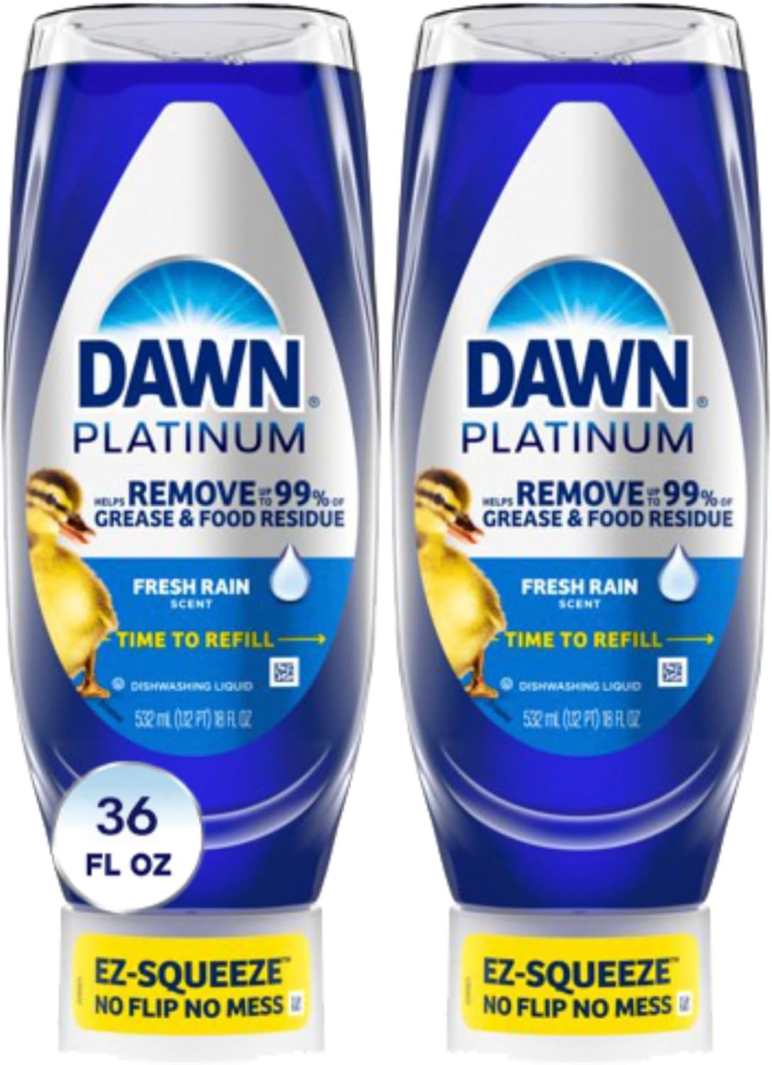 Dawn Platinum EZ-Squeeze Dish Soap, Dishwashing Liquid, Fresh Rain, 2x18oz Bundle | Amazon (US)