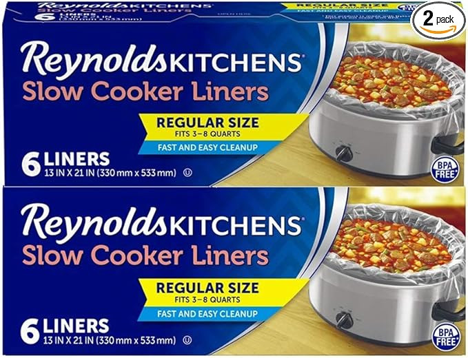 Reynolds Kitchens Slow Cooker Liners, Regular (Fits 3-8 Quarts), 6 Count (Pack of 2), 12 Total | Amazon (US)