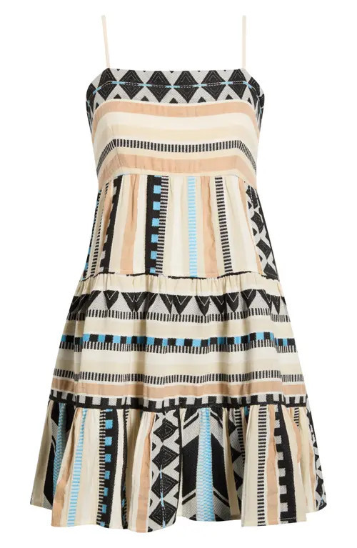 Elan Tiered Cotton Cover-Up Dress in Neutral Aztec at Nordstrom, Size X-Small | Nordstrom