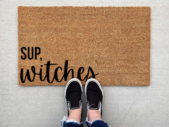 Sup Witches Halloween doormat, Halloween Doormat, pumpkin, fall decor, personalized doormat, funn... | Etsy (US)