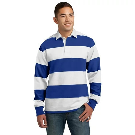 Sport-Tek Classic Long Sleeve Rugby Polo-2XL (True Royal/ White) | Walmart (US)