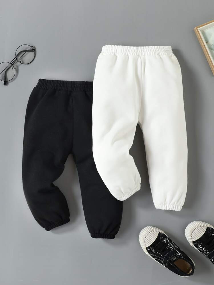 Baby 2pcs Solid Elastic Waist Pants | SHEIN