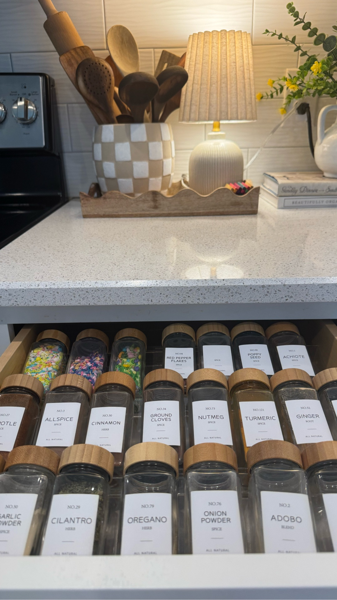 Glass Spice Jar Organizer with bamboo lid 

#LTKHome #LTKSaleAlert #LTKFindsUnder50