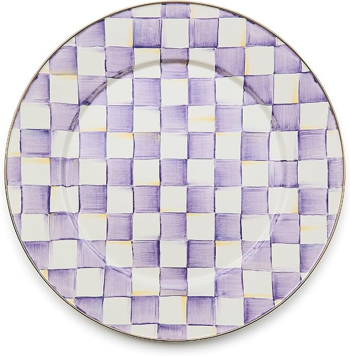 MACKENZIE-CHILDS Enamel Serving Platter, Decorative Serving Platter for Food, 16 Inches, Purple-and-White Violet Check | Amazon (US)