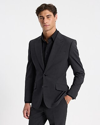 Slim Charcoal Wool-Blend Modern Tech Suit Jacket | Express