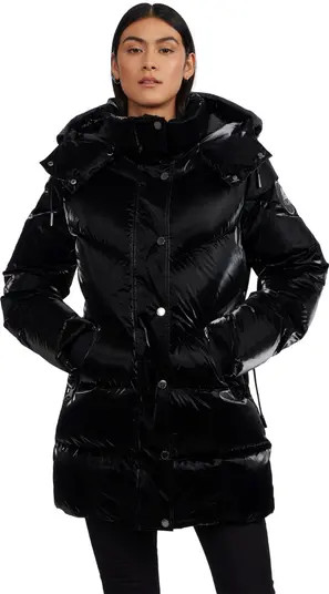 Women's Estelle Mixed Chevron Quilted Puffer with Detachable Hood | Nordstrom