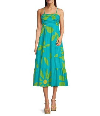 Indi Spaghetti Strap Tiered Cutout Midi Dress | Dillard's