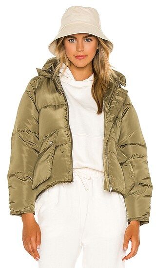 Toast Society Pluto Puffer Jacket in Olive. - size M (also in L, S) | Revolve Clothing (Global)