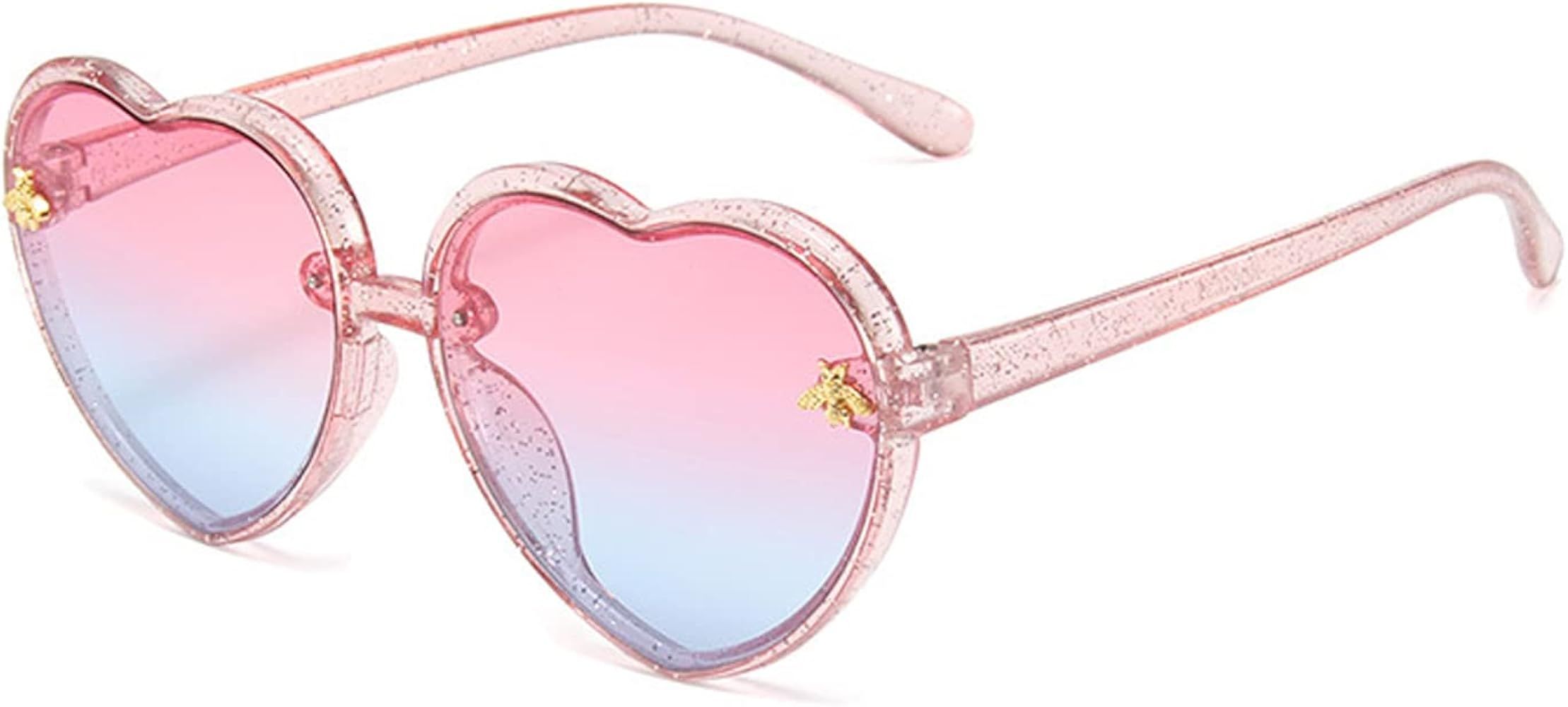 Amazon.com: WZWLKJ Heart Shaped Bee Cute Fashion Sunglasses for kids UV 400 Protection Outdoor Be... | Amazon (US)