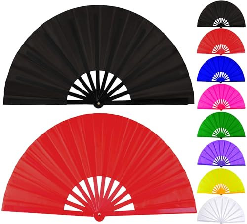 Fans for Line Dancing Line Dance Popping Fan 2pcs Boots on the Ground Hand Fan for Women Foldable Large Big Rave Fan Clacking Fans for Line Dancing that Make Sounds Clack Clapping Pop(Black+Red) | Amazon (US)