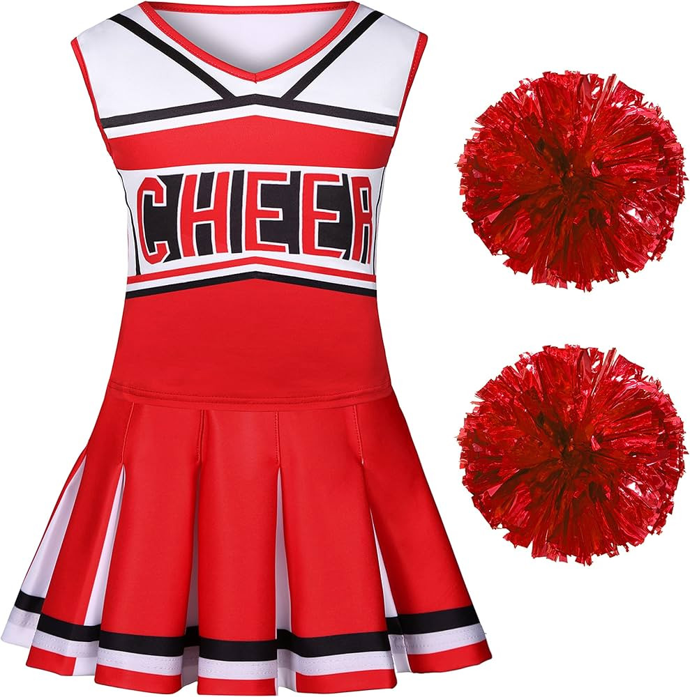 Girls Cheerleader Costume Cheerleading Outfit Dress for Halloween Party Birthday Gift 3-9Years | Amazon (US)