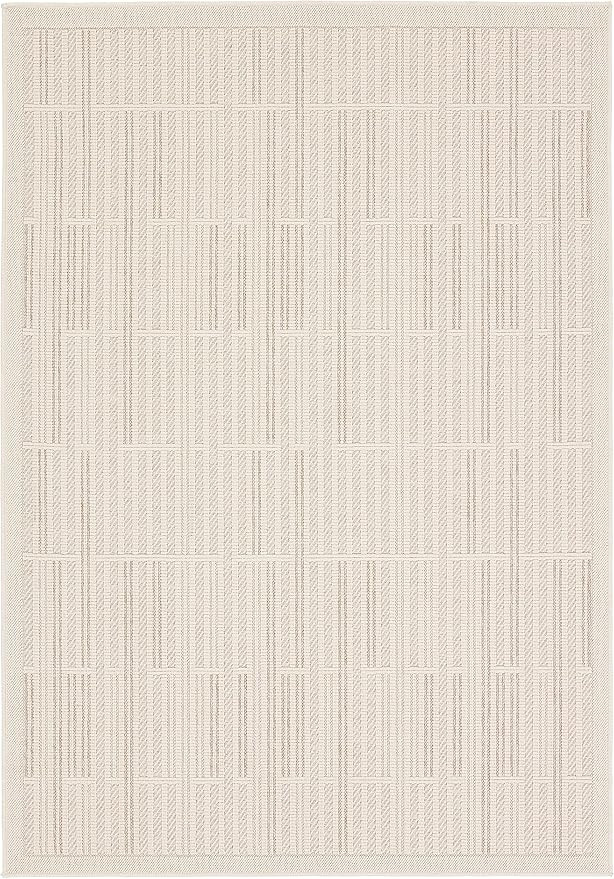 Jaipur Living Indoor Outdoor 8x10 Large Area Rug, Striped, Cream/Beige | Amazon (US)