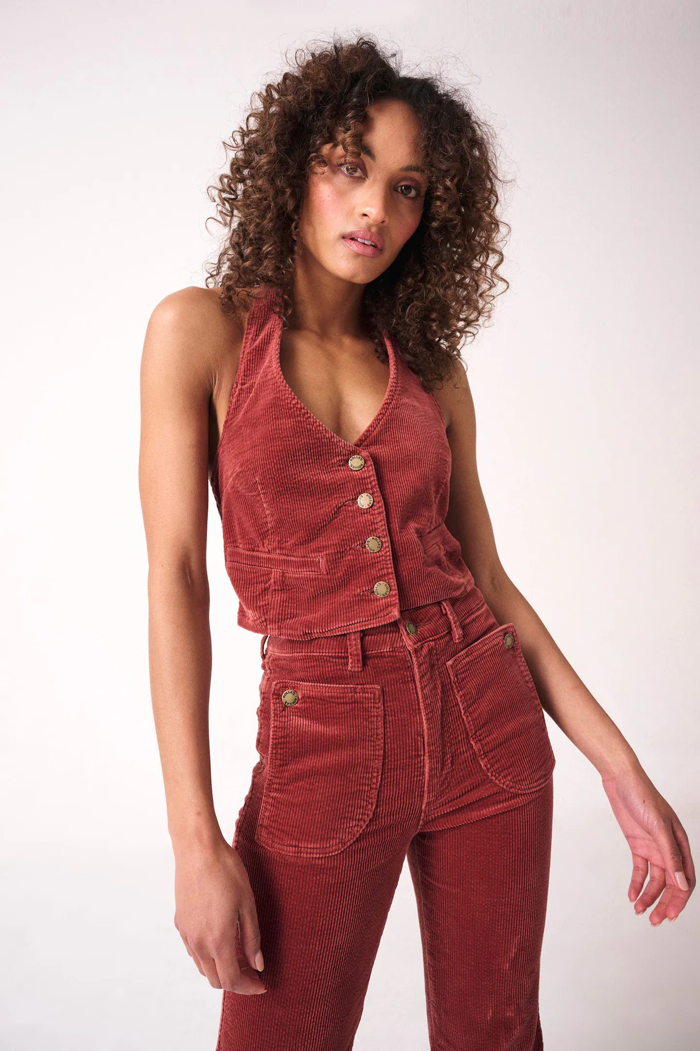 Halter Vest - Brick Cord | Rolla's Jeans APAC