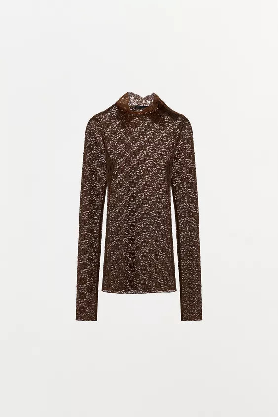 LACE MOCK NECK TOP | Zara US