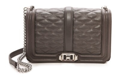 Rebecca Minkoff Love Quilted Gray Leather Crossbody Bag Silver Chain # D | eBay AU