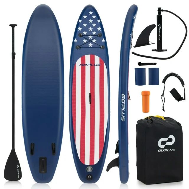 Goplus 10' Inflatable SUP Board Portable Adjustable Stand Up Paddle Board with 5 D Rings Blue | Walmart (US)