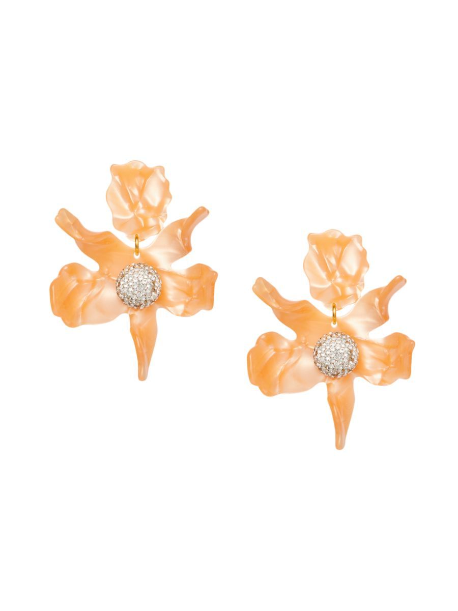 Crystal Lily 14K Gold-Plate, Acetate & Crystal Drop Earrings | Saks Fifth Avenue