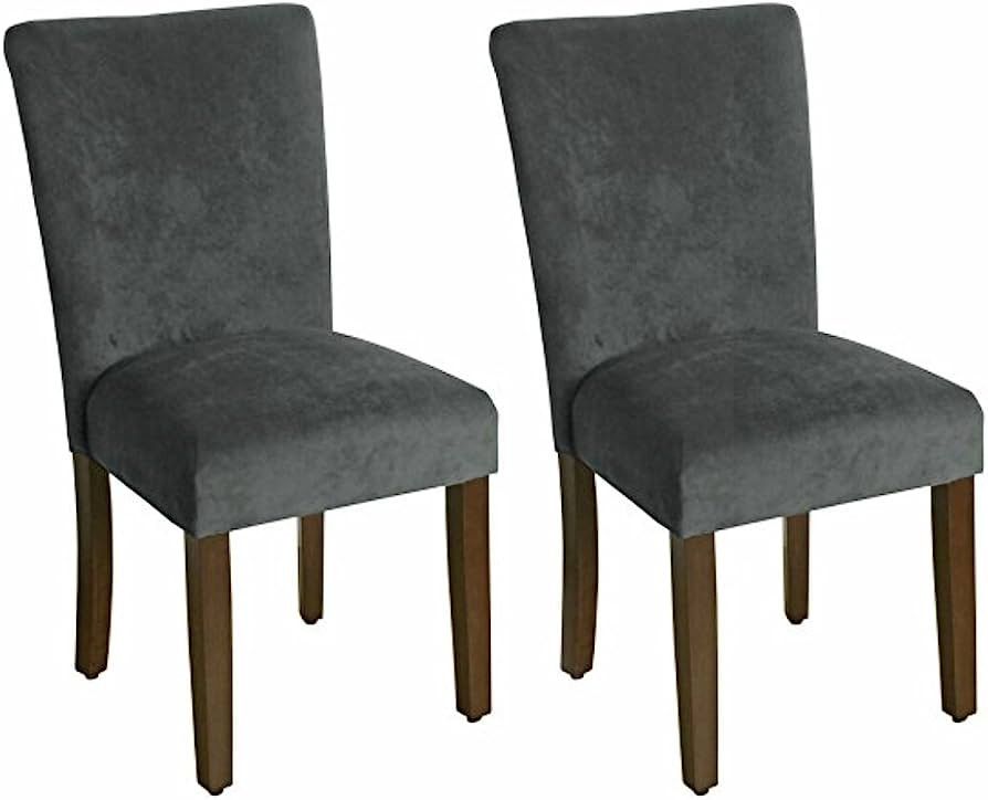 HomePop Parsons Classic Upholstered Accent Dining Chair, Pack of 2, Dark Grey Velvet | Amazon (US)