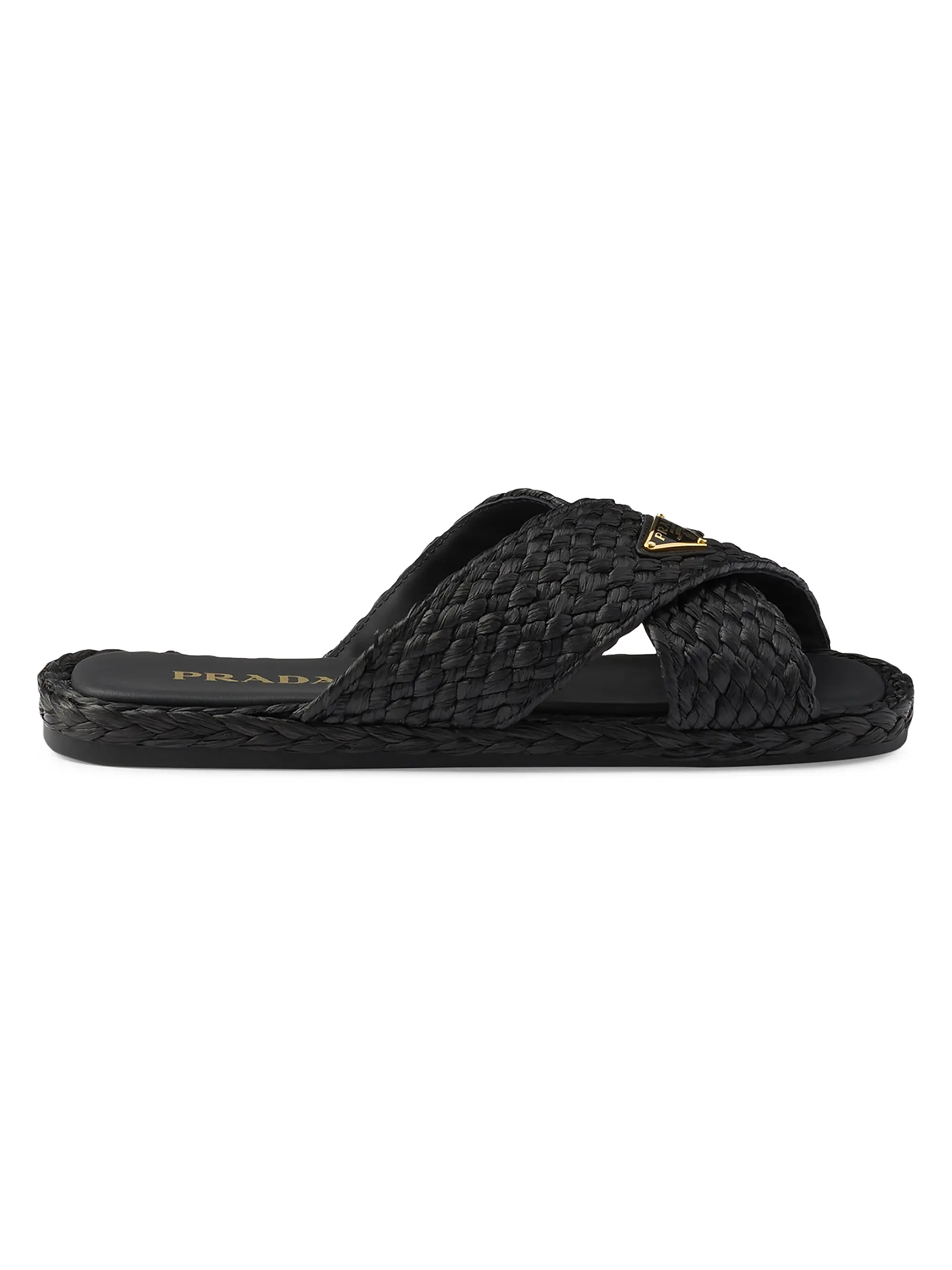 Raffia Crisscross Slides | Saks Fifth Avenue