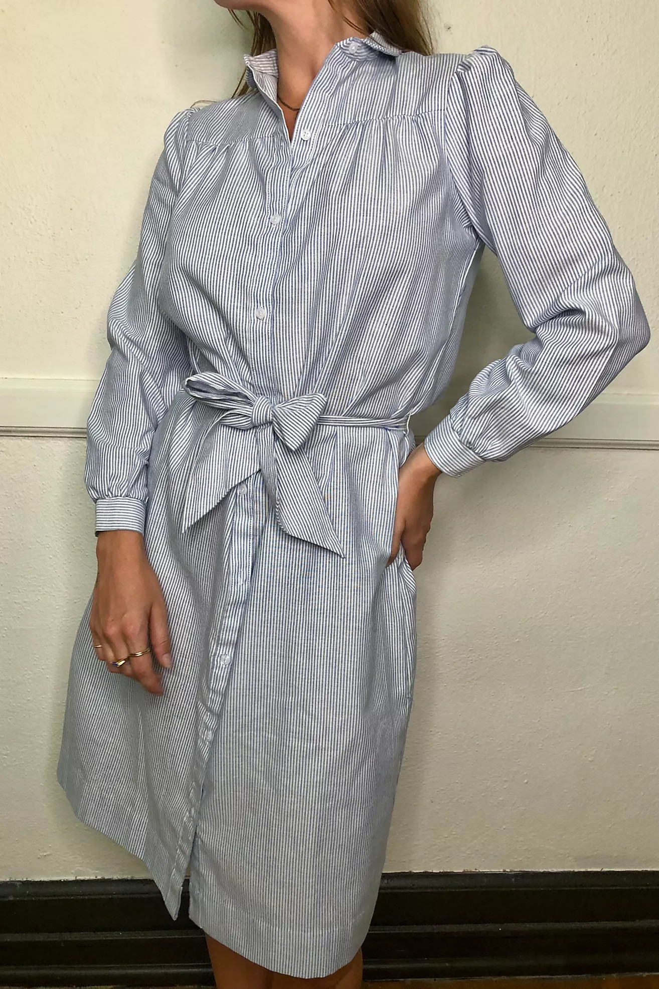 1980's Preppy Seersucker Shirt Dress Selected by Cherry | Free People (Global - UK&FR Excluded)