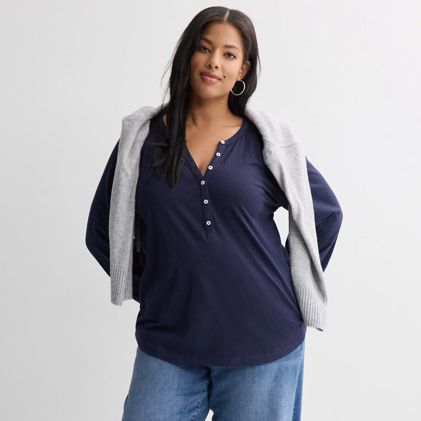 Plus Size Sonoma Goods For Life® Knit Peasant Blouse, Women's, Size: 2XL, Ultimate Blue | Kohl's