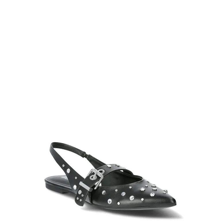 No Boundaries Women's Studded Slingback Flats | Walmart (US)