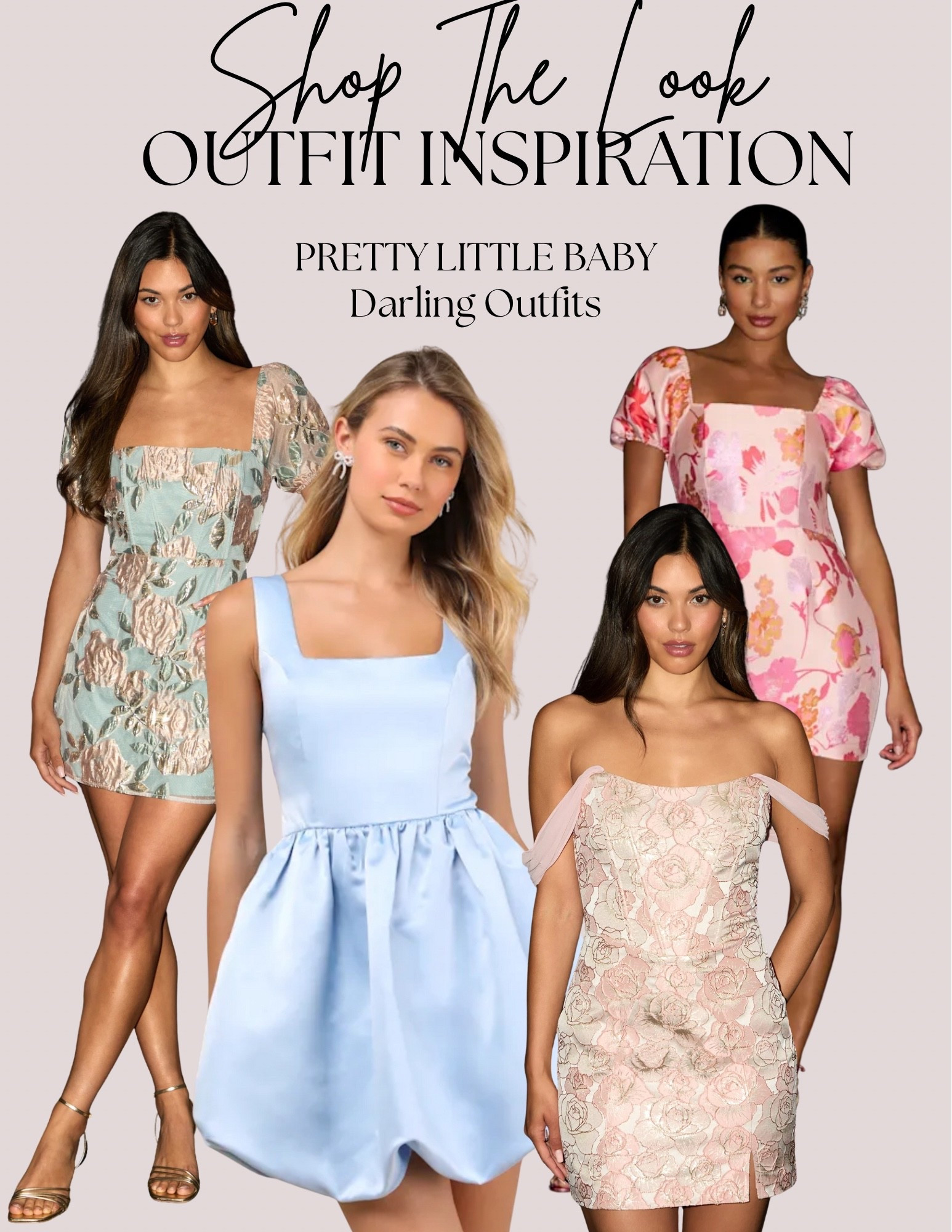 Darling romantic sweet outfits. Perfect for a wedding guest or date night. Light blue bubble hem dress. Blue floral print mini dress. Pink floral print dresss

#LTKWedding #LTKParties #LTKFindsUnder100