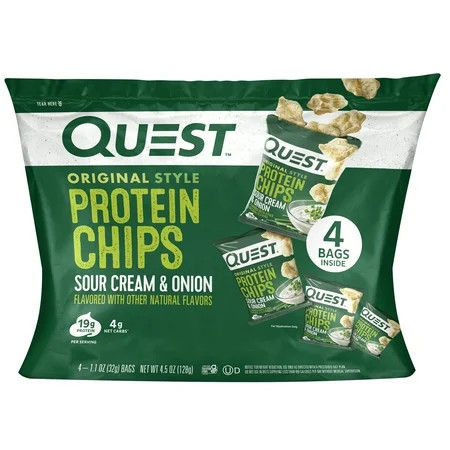 Quest Original Style Protein Chips, Sour Cream & Onion Flavor, Gluten Free, 1.1 oz Bags, 4 Count | Walmart (US)
