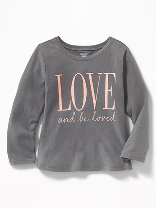 Old Navy Baby Graphic Tee For Toddler Girls Gray/Pink Love Size 12-18 M | Old Navy US