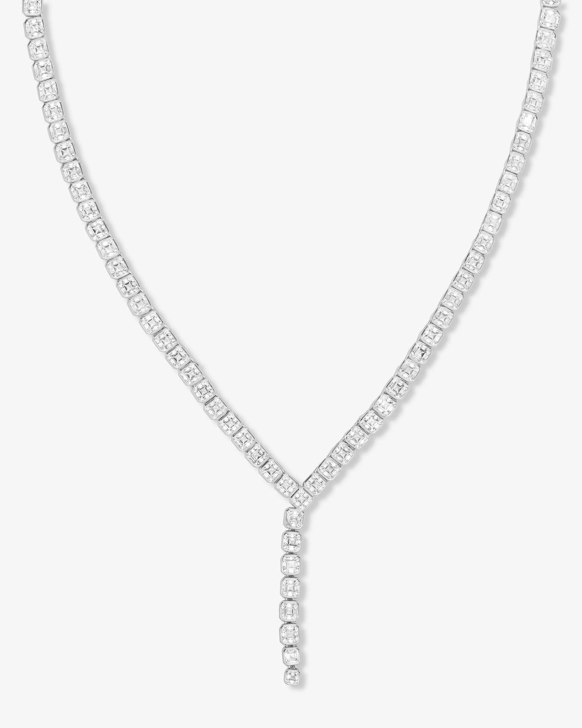 Duchess Lariat Tennis Necklace - Silver|White Diamondettes | Melinda Maria Jewelry