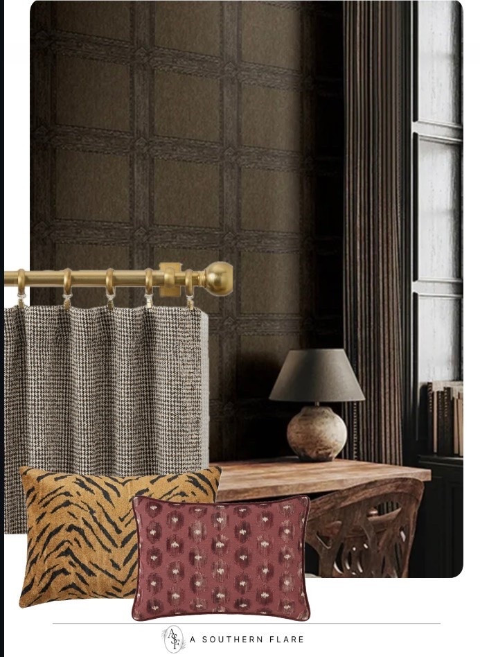 Study/ Office/ wallpaper/ curtains: home furnishings/ accessories