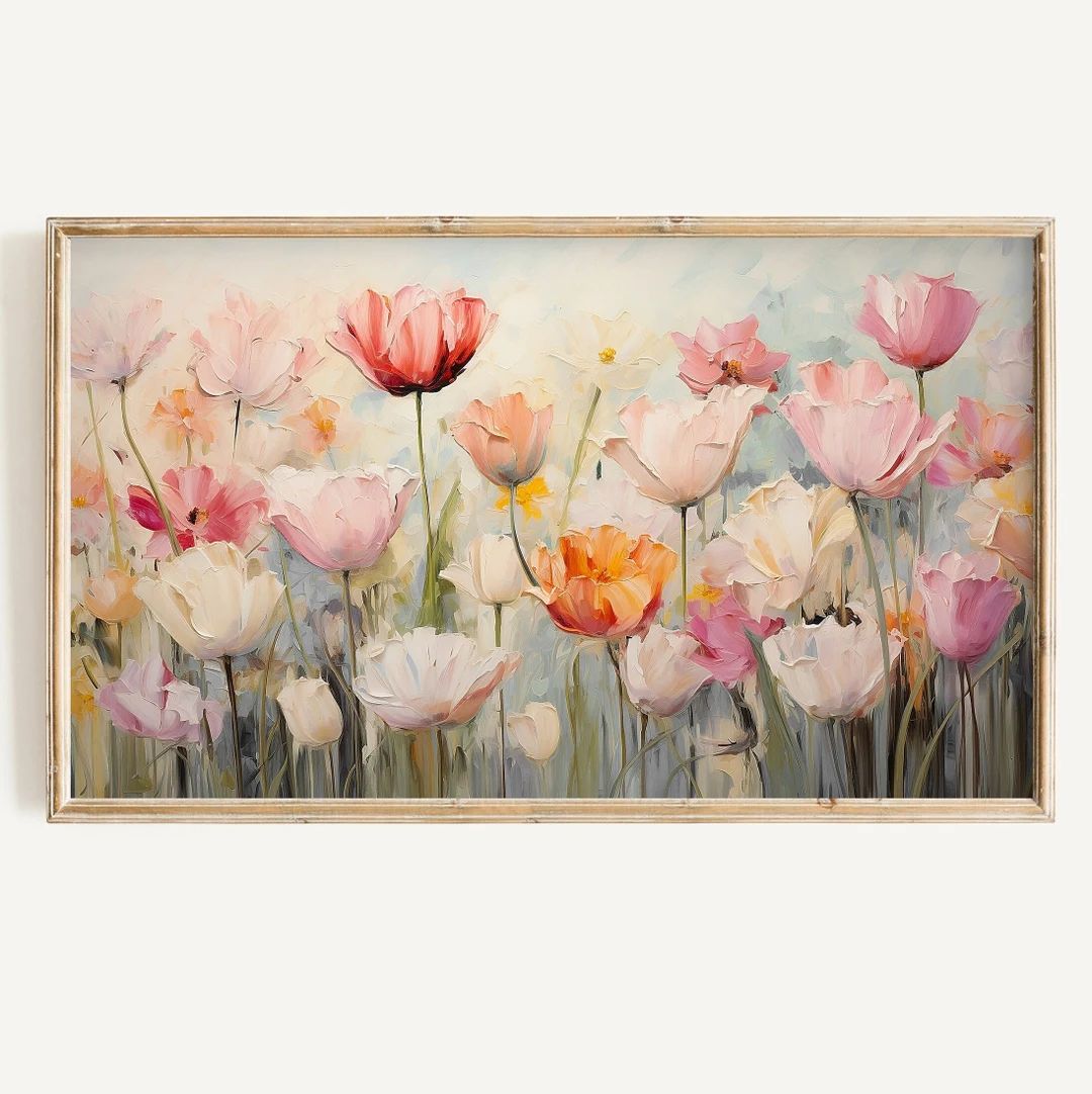 Frame Tv Spring Art Soft Floral Digital Download Art File Tulip Easter Art for Frame Tv - Etsy | Etsy (US)