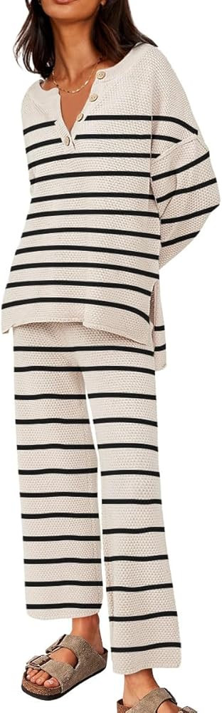 LILLUSORY Women's 2 Piece Trendy Outfits Oversized Slouchy Matching Sets Cozy Knit Tracksuit Sets | Amazon (US)