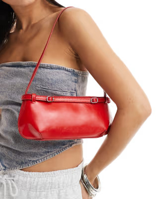 ASOS DESIGN - Sac porté épaule avec boucles - Rouge | ASOS (Global)