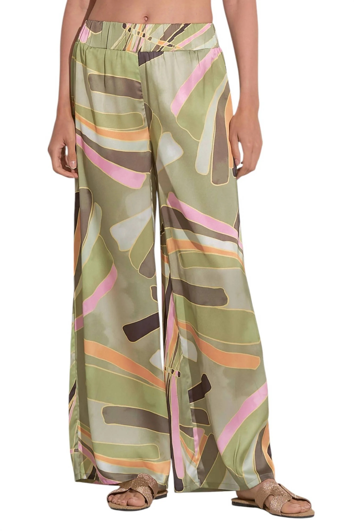 Women's Elastic Pants In Green Manila | Shop Simon