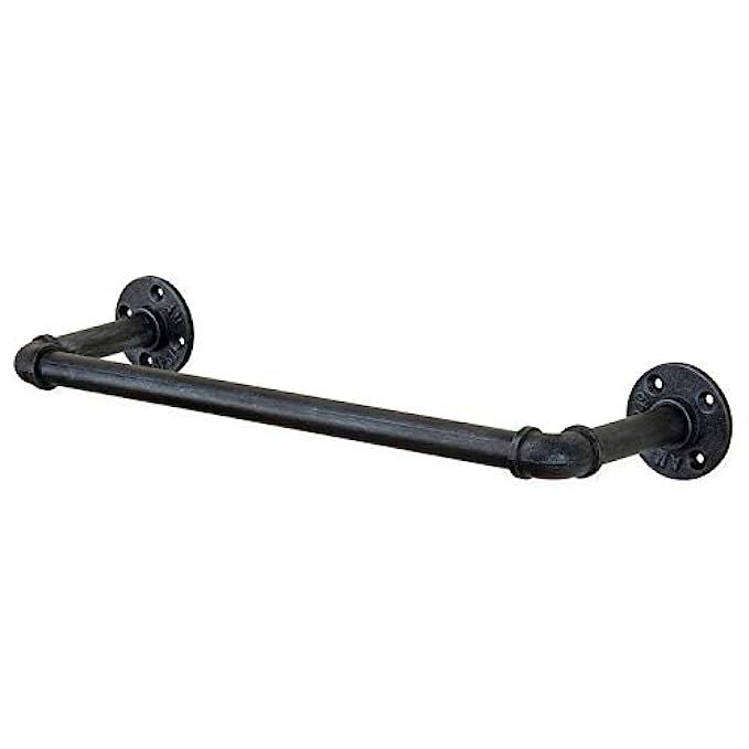 MyGift Wall-Mounted 22-Inch Industrial Black Metal Pipe Towel Bar | Amazon (US)