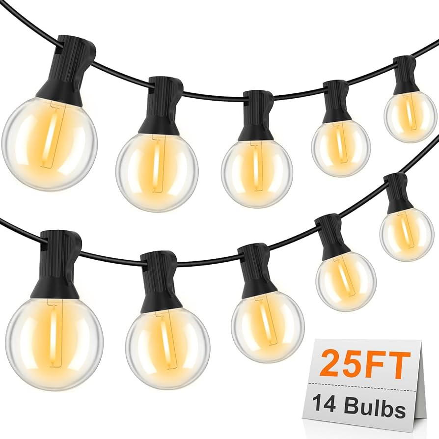Outdoor String Lights, LED Patio Hanging Lights with Waterproof G40 Globe Plastic Bulbs for Outsi... | Amazon (US)