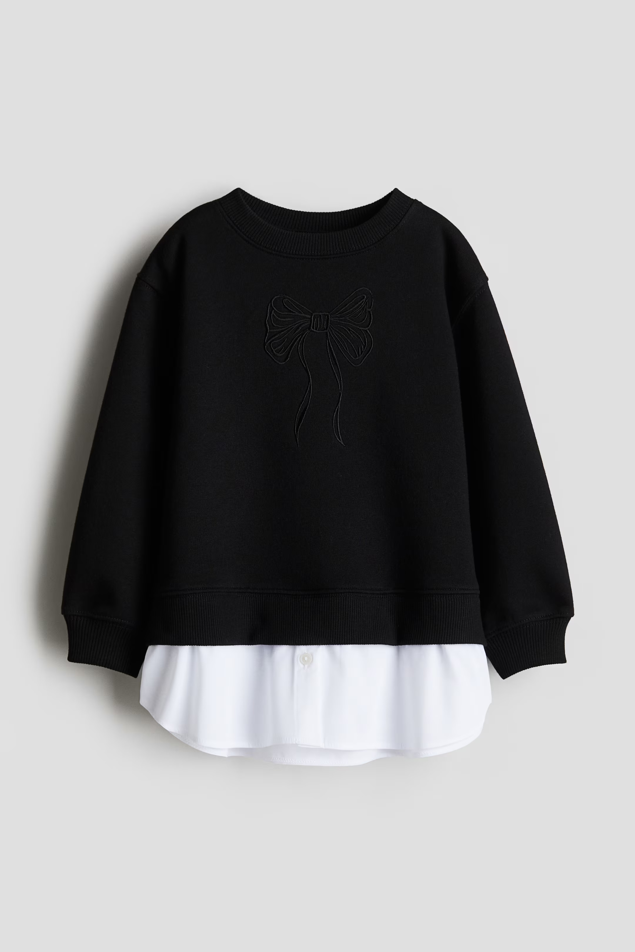 Double-Layer Sweatshirt - Black/white - Kids | H&M US | H&M (US + CA)