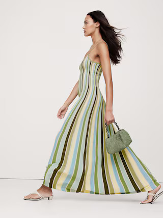 Sculpted Stripe Maxi Dress | Banana Republic (US)