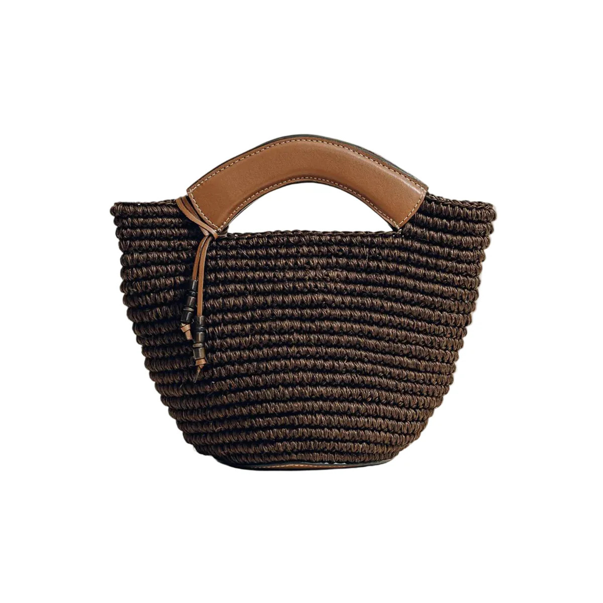 The Small Woven Shopper in Dark Brown | Over The Moon