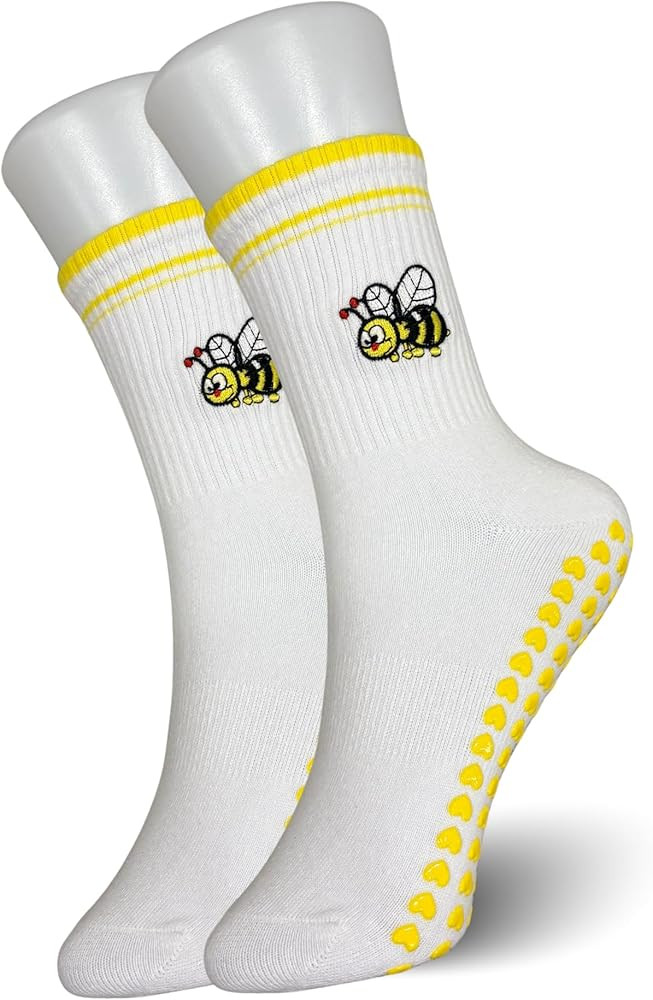 Grip Pilates Socks – Non-Slip Yoga Socks for Women – White & Yellow Bumblebee Design – Barr... | Amazon (CA)