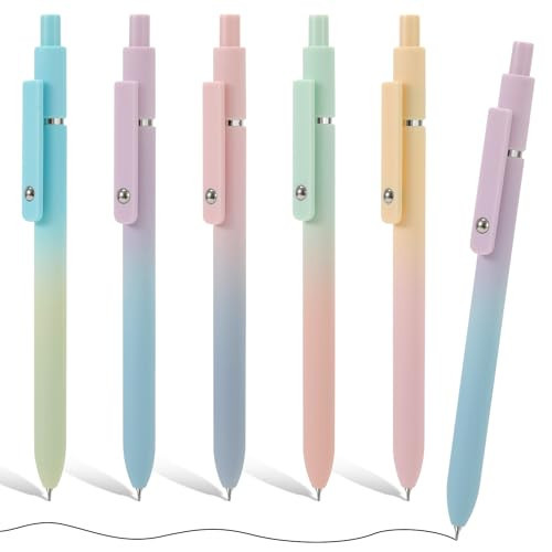 Gel Pens, 5Pcs Smooth Writing Medium Point 0.7mm Pens for Journaling, Black Ink Cute Stationary Office Desk Accessories, Aesthetic School Office Supplies for Women (5Pcs Gradient-Black Ink) | Amazon (US)