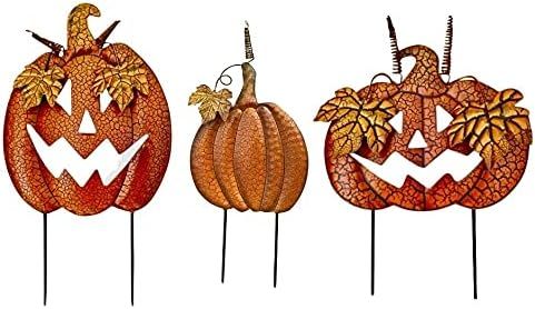 Clovers Garden Halloween Fall Outdoor Yard Decorations Pumpkin Metal Yard Signs with Stakes - Fal... | Amazon (US)