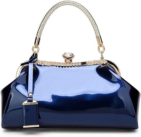 ROUROU Glossy Patent Leather Handbag for Women Top Handle Tote Bag Evening Shoulder Bag Wedding S... | Amazon (US)